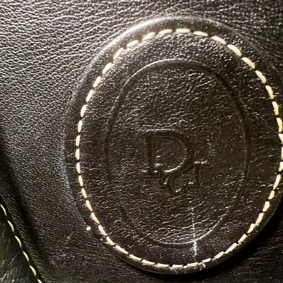 Vintage Dior Black Calfskin Leather Tote Shoulder Bag Made in Korea - Picture 2 of 14